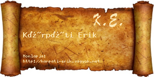 Kárpáti Erik névjegykártya